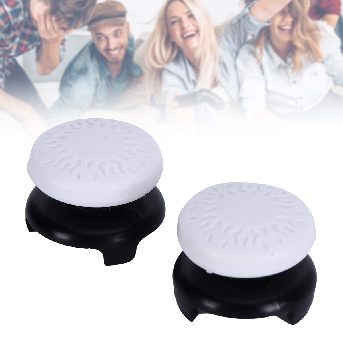 ASHATA 2Pcs Thumbstick Extender for PS5, 3D Texture Thumb Grip Stick Joystick Thumbstick for PS5 Controller (White)