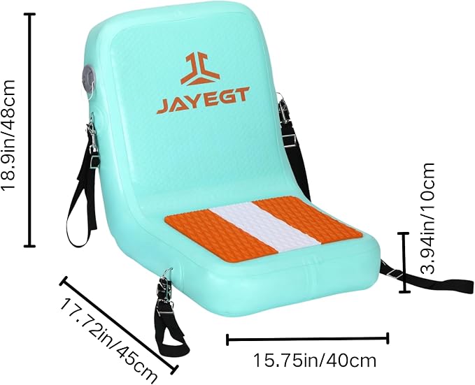 JAYEGT Inflatable Kayak Seat with Back Support,Paddle Board Accessories ,Foldable SUP Seat,Ergonomic Anti-Slip Design, high Load Capacity,Versatile Use for Kayak, Boat,SUP,Canoe,Fishing Boat-Green