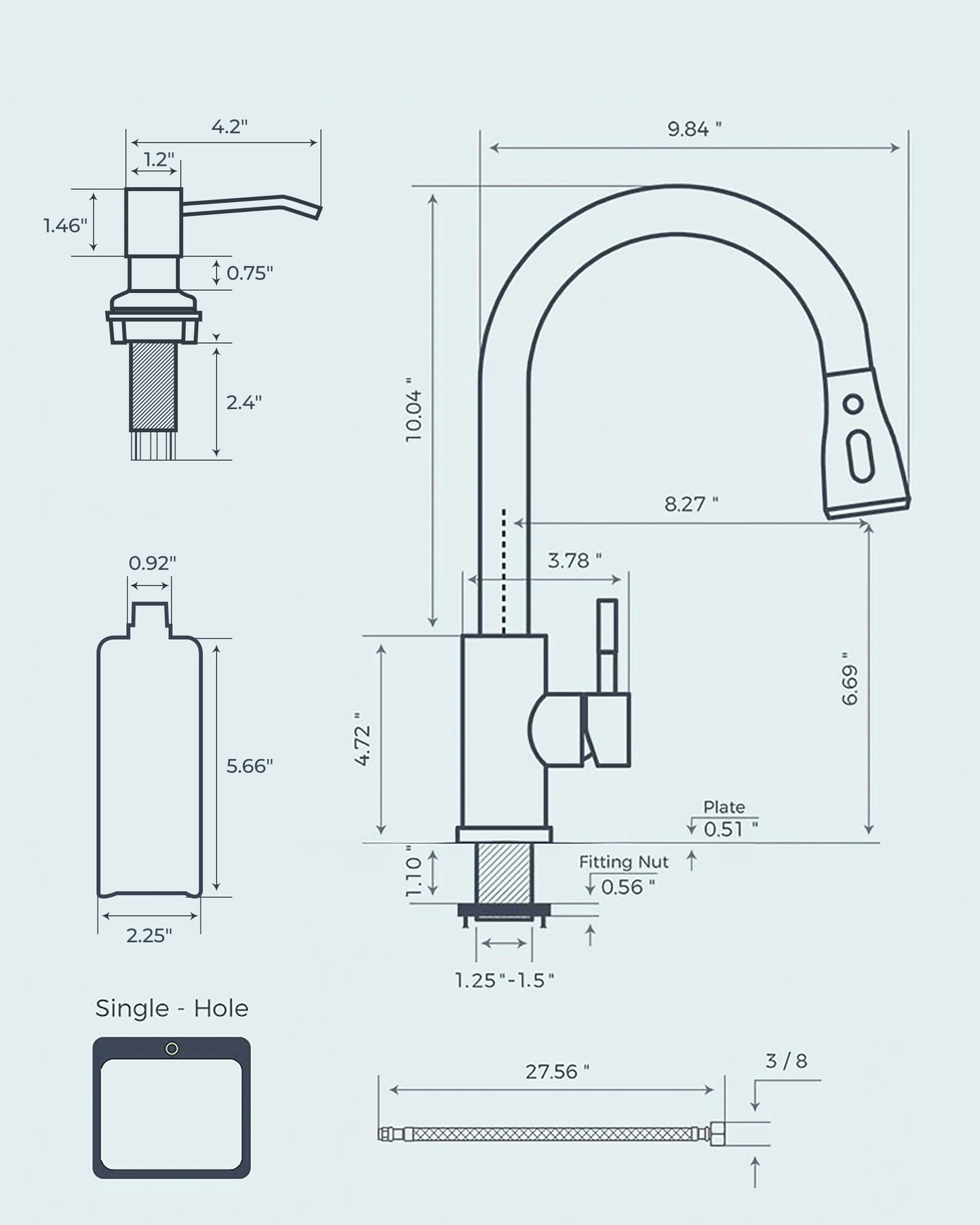 FORIOUS Kitchen Faucet with Soap Dispenser Chrome, Single Handle Stainless Steel Transitional Sink Faucet with Pull Down Sprayer 1 or 3 Hole, Suitable for Farmhouse Laundry Camper RV Bar