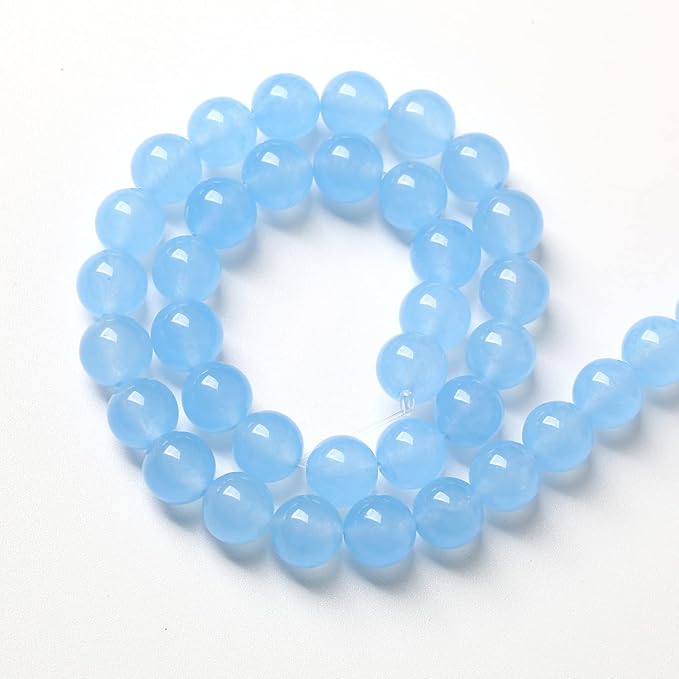 4mm 90pcs Blue Natural Chalcedony Aquamarines Stone Beads for Jewelry Making Round Jades Beads DIY Bracelet Accessories (Blue Aquamarine Chalcedony Jades, 4mm)