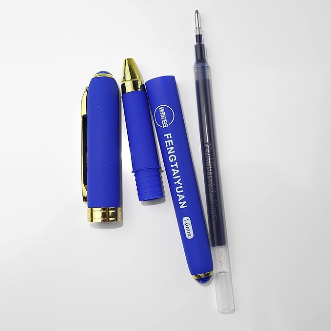 Fengtaiyuan B10P18Pro, Gel Ink Rollerball Pens, Blue Ink, Bold Point 1.0mm, Writting Pens, Smooth, 18 Pack (Blue-1.0mm)