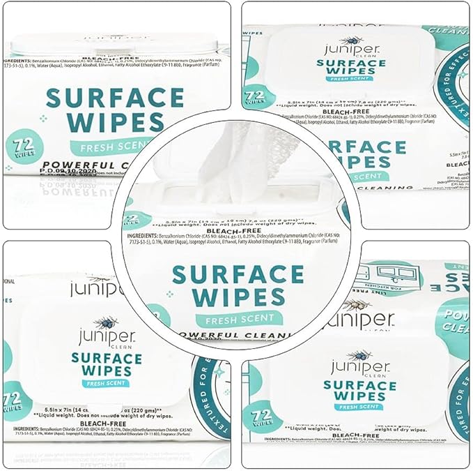 24 Pack Surface Cleaning Wipes Bleach Free, All-Purpose Cleaner for Bathroom, Kitchen, Office, 1728 Count Soft Flow, Fresh Scent, Bleach Free, Lint Free, Durable