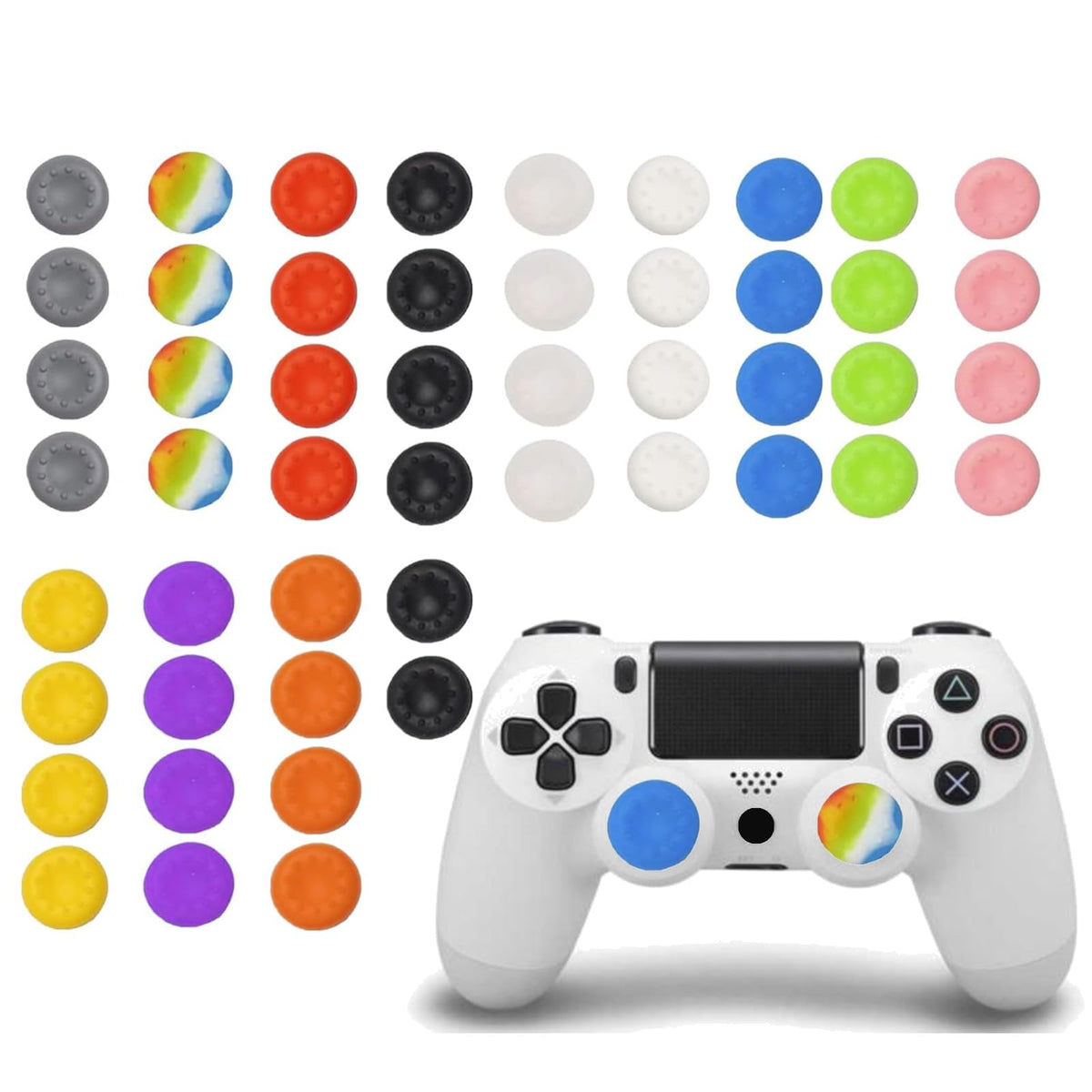 CTHTBZ 50PCS Silicone Thumb Grips for PS5 PS4, Joystick Caps Cover Analog Stick for Xbox 360, Xbox One, Xbox Series X/S,for Switch Pro Controller
