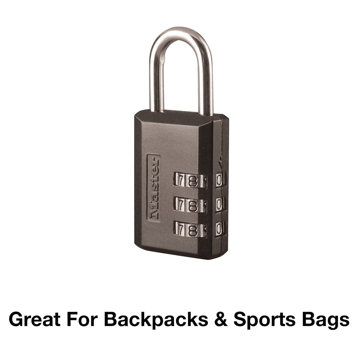 Master Lock Black Combination Padlock, Indoor Gym Locker Lock with Customizable 3-Digit Code for Luggage, Backpacks, Cabinets, 647D