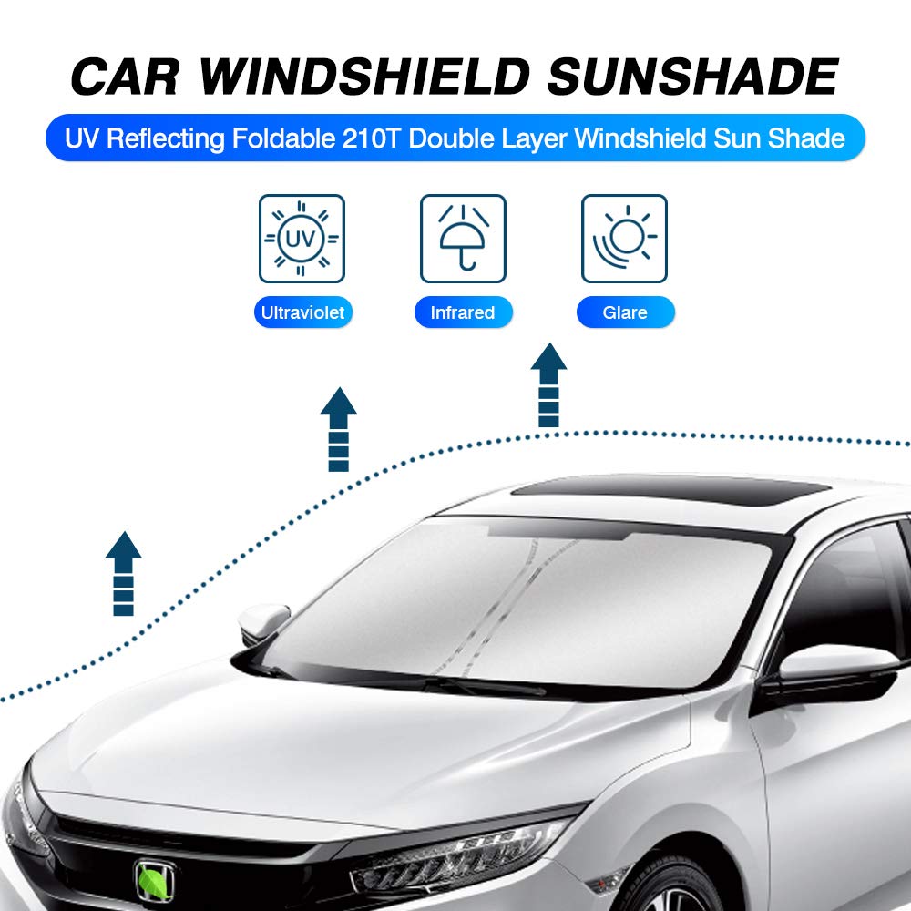 KUST Windshield Sun Shade for Honda Civic 2016-2021 Sunshade Foldable Window Sun Visor Protector Blocks UV Rays Keep Your Car Cooler