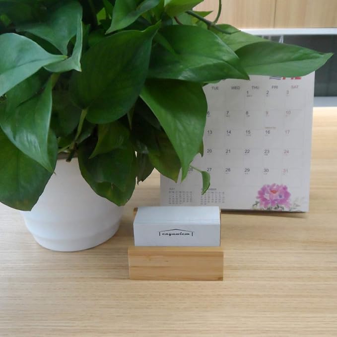 enyuwlcm 2 Pack Bamboo Wood Desktop Business Card Holder Display for Desk Sturdy Business Card Stand for Office Tabletop Counter Organizer
