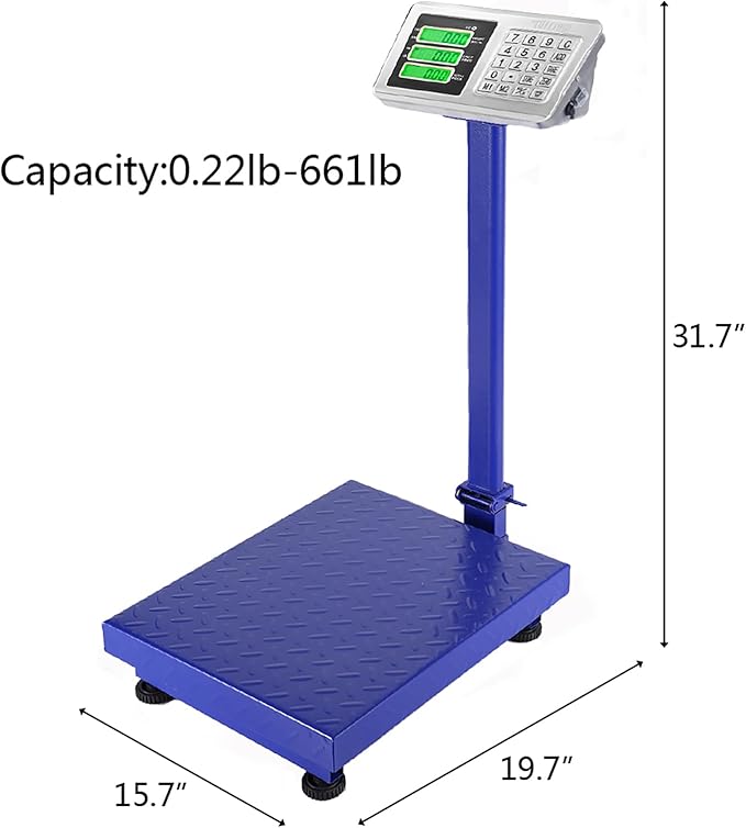 TUFFIOM 661lbs Weight Electronic Platform Scale,Digital Floor Heavy Duty Folding Scales,Stainless Steel High-Definition LCD Display,Perfect for Luggage Shipping Mailing Package Price