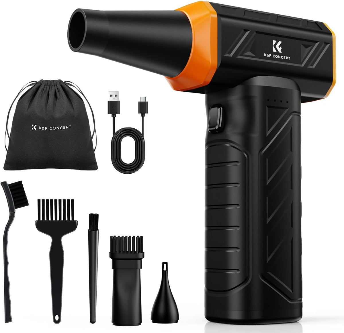 K&F CONCEPT Long-Lasting Compressed Air Duster, 8000mAh-150min Endurance| 150000RPM|LED Light|3 Gear Adjustable|Rechargeable Brushless Motor|for Computer, Keyboard, Car, Home