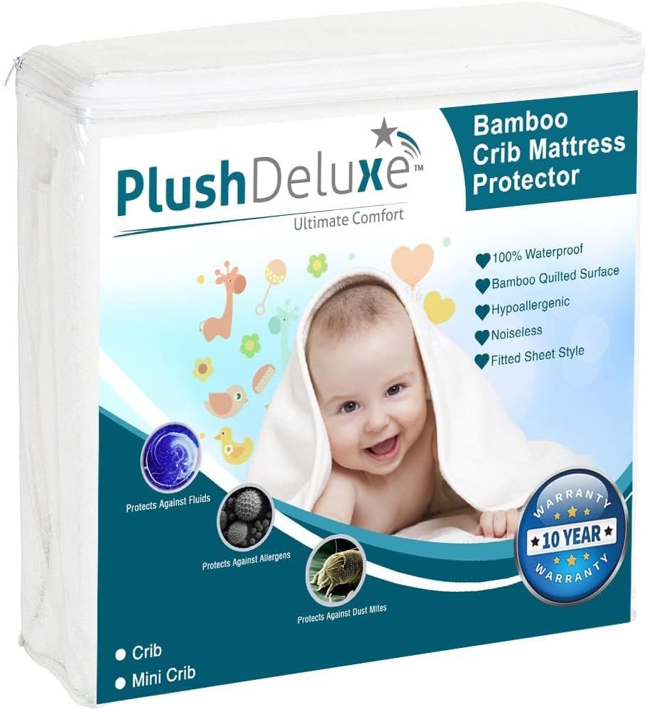 Mini Crib Mattress Protector 100% Waterproof, Noiseless â Viscose Made from Quilted Ultra Soft White Terry Fitted Sheet Style (27âX39â)