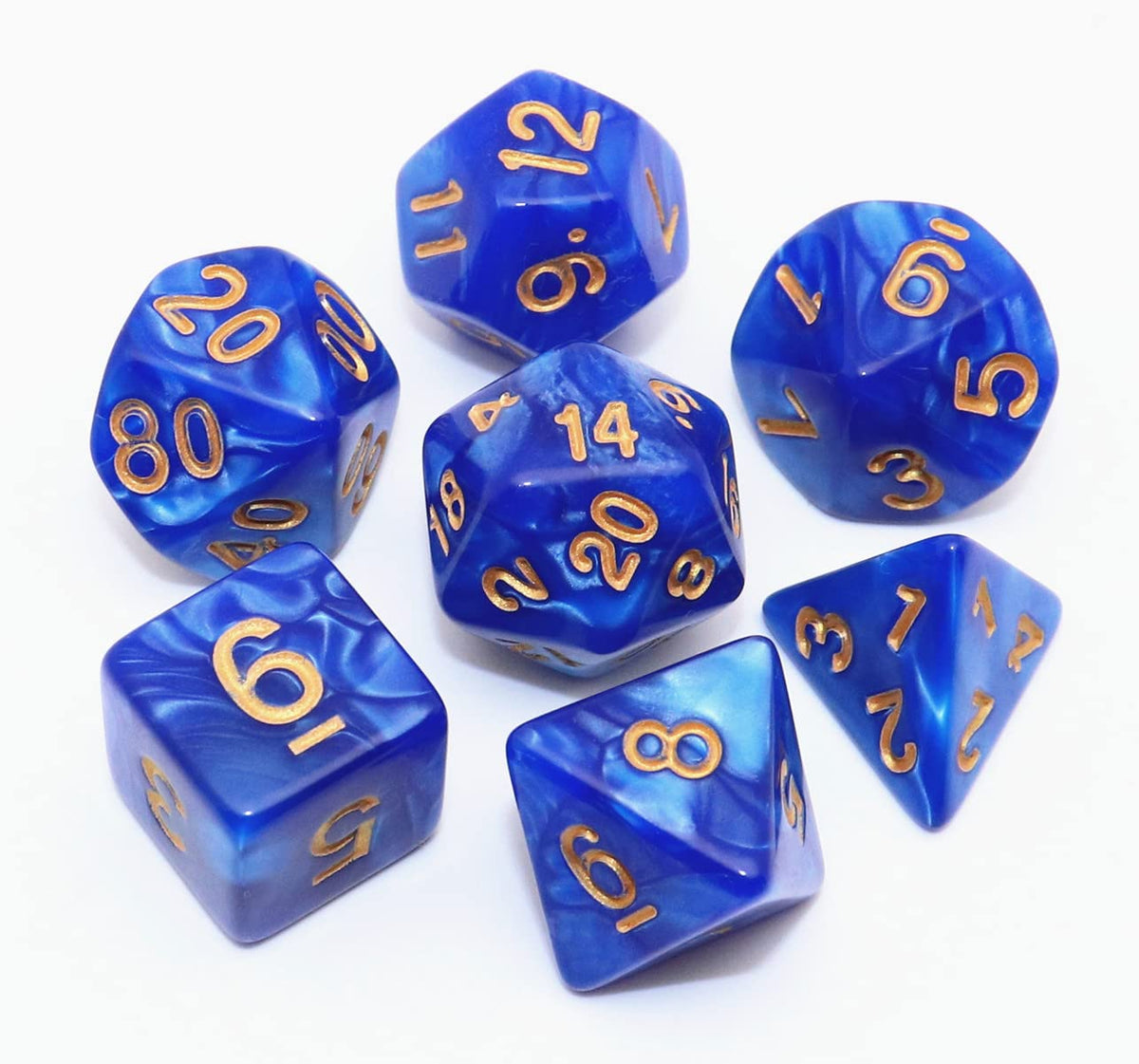 CREEBUY Blue DND Dice Set for Dungeon and Dragons D&D RPG Role Playing Games Polyhedral Dice with Bag