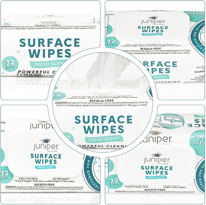 3 Pack Surface Cleaning Wipes Bleach Free, All-Purpose Cleaner for Bathroom, Kitchen, Office, 72 Count Soft Flow, Fresh Scent, Lint Free & Durable