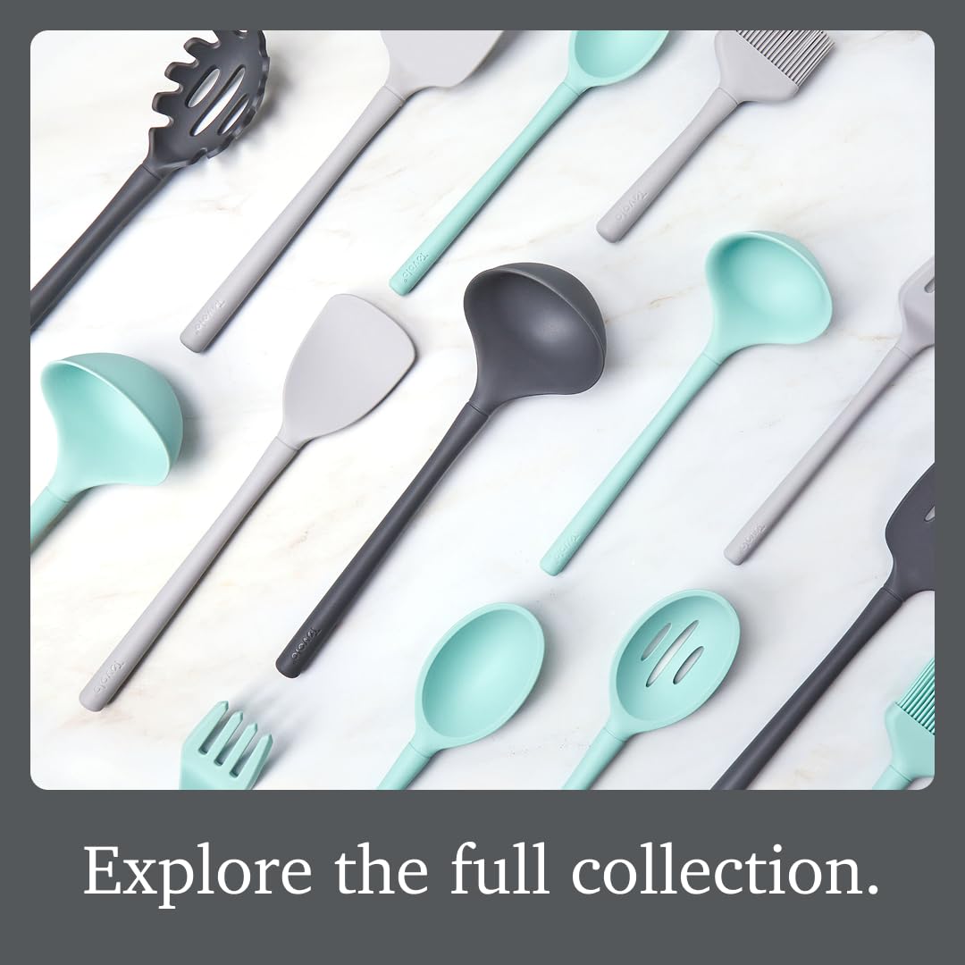 Tovolo Silicone Spatula Turner for Cooking Aqua Seafoam Green Flex Core, Non Toxic Food Safe Silicone Spatula BPA Free Turner Flipper for Pancakes Eggs Griddles, Heat Resistant Heavy Duty Spatula