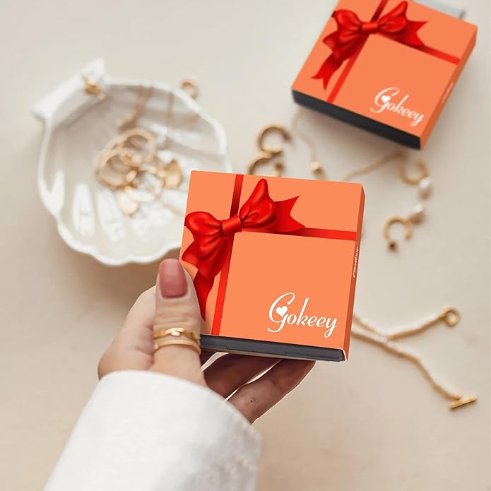 Chunky Gold Bracelets Stack for Women Non Tarnish, Waterproof 14K Gold Plated Bangle Cuff Bracelets Set for Women Trendy Thick Layered Cuban Link Chain Paperclip Rope Stackable Bracelet for Jewelry Gifts
