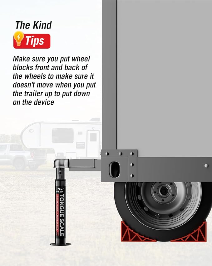 FZZD Trailer Tongue Weight Scale, 2000 lbs Max Weight Capacity, for RV, Boat, Travel Trailers, Black