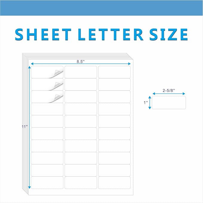 Address Labels, JIQEZNL Premium 1" x 2-5/8" Mailing Labels for Envelopes, 1800 Address Label Sticker Paper for Laser/Ink Jet Printer, White Blank Printable Sticker Labels 30 Per Sheet 8.5"×11"