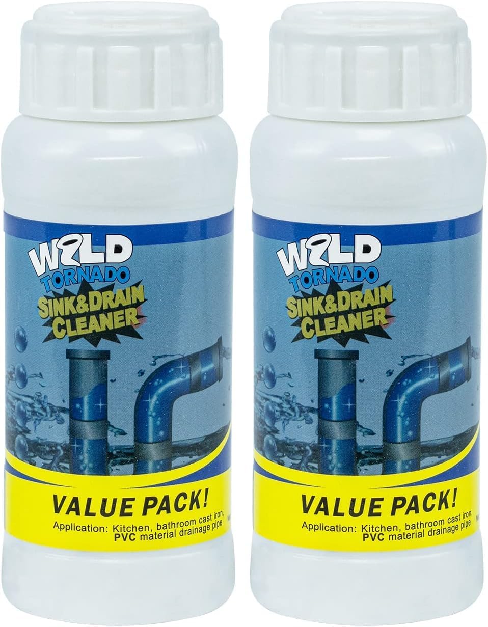 Wild Tornado Pipe Dredge,Powerful Sink Cleaner Powder Fast Foaming for Kitchen Toilet Pipeline Quick Cleaning Toolï¼2pcsï¼