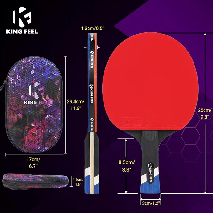 Professional Ping Pong Paddles-Lightweight Carbon Fiber Table Tennis Rackets with 7-Ply Blade, 2.0mm Premium Sponge, ITTF Approved Rubber - for Tournament-Level Performance Table Tennis Paddles