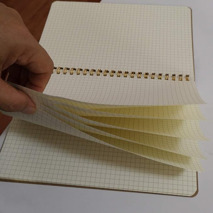 YUREE Spiral Notebook A5/Softcover Spiral Journal, Square Grid Pages, 50 Sheets (100 Pages), 8.45" x 5.8", Brown, 20 Pack