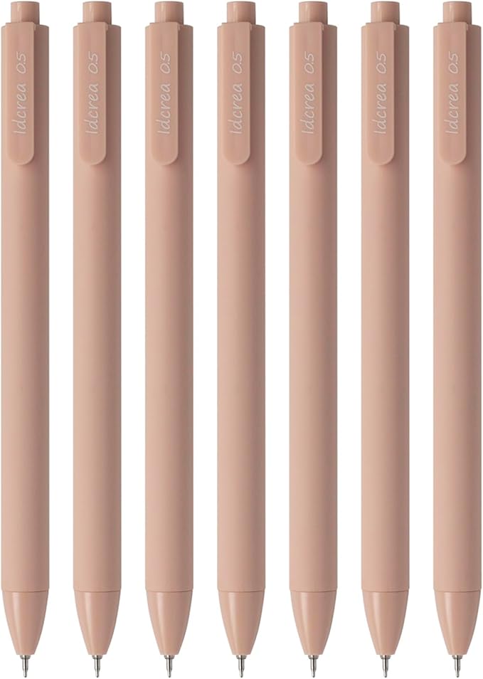 ldcrea Pink Gel Pens 0.5 Fine Tip, Black Ink, Silky Grip, 6 Pack