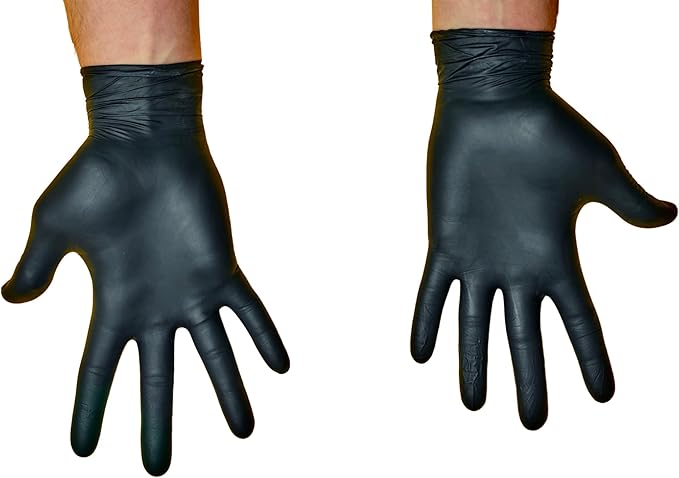 5-6 Mil HEAVY DUTY Black Nitrile Gloves, Powder Free, Latex-Free, Exam, Food, Mechanic, Tattoo Disposable Gloves