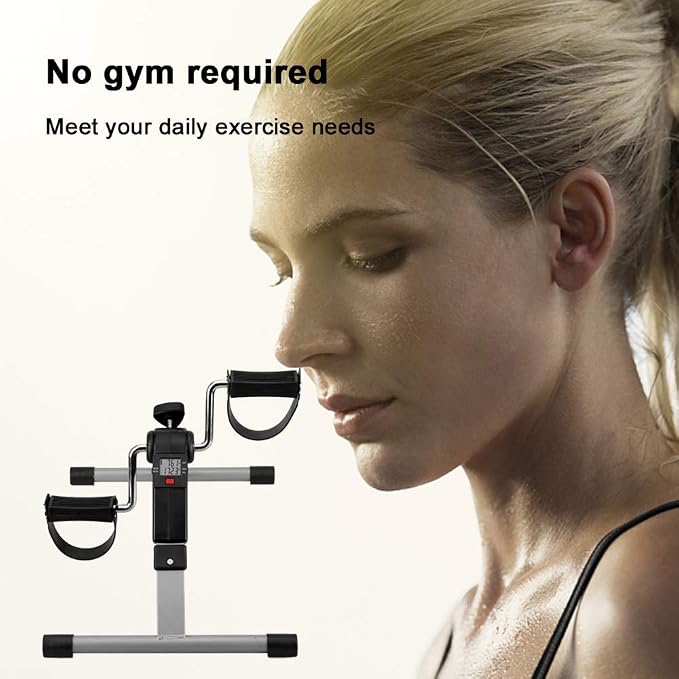 Folding Pedal Exerciser, Mini Under Desk Bike - Portable Foot Hand Cycle Peddler Machine Bicycle Exerciser for Arm Leg While Sitting