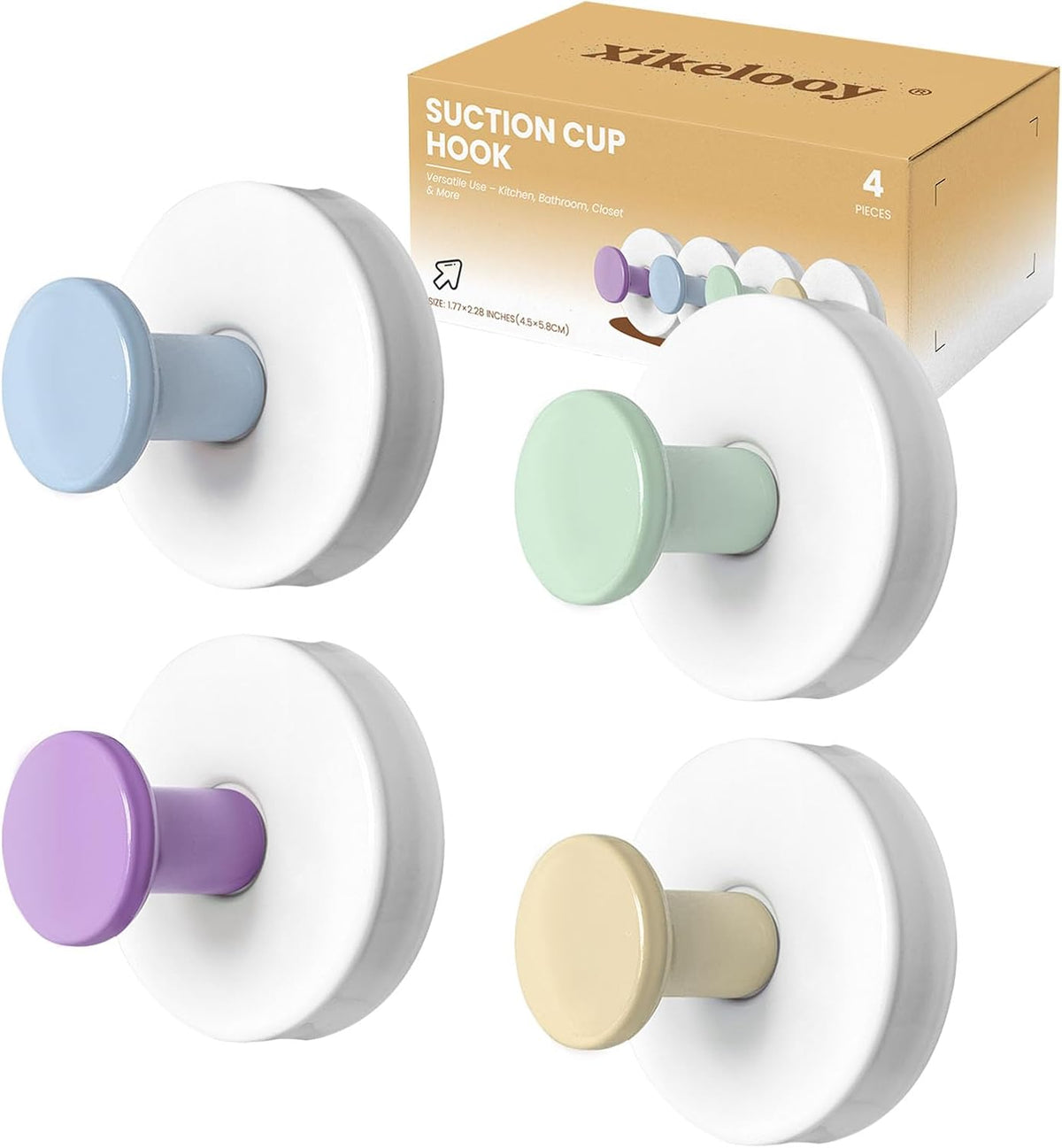 4 Pcs Suction Cup Hook for Showerï¼304 Stainless Steel Removable Hooksï¼Towel Hookï¼Suction Hook for Bathroom, Bedroom, Glass Window
