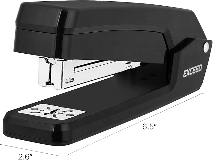 Deli Swing-Arm Swivel Stapler, 25 Sheet Capacity, 360 Degree Rotate Desktop Staplers for Booklet or Book Binding, Black