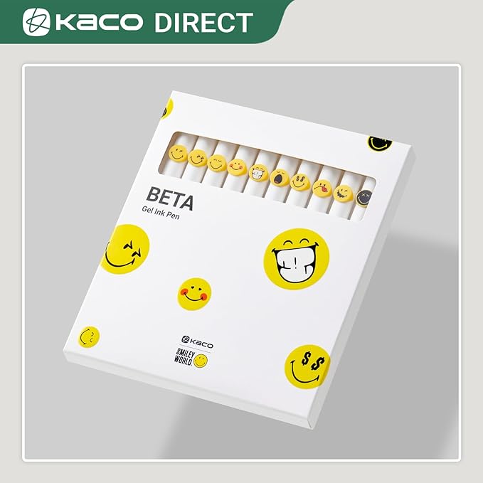 Kaco Cute Gel Pens, 10 Pieces Set Black Ink 0.5 mm Fine Point, Retractable Quick Drying Aesthetic Cute Pens (10 Style Set)