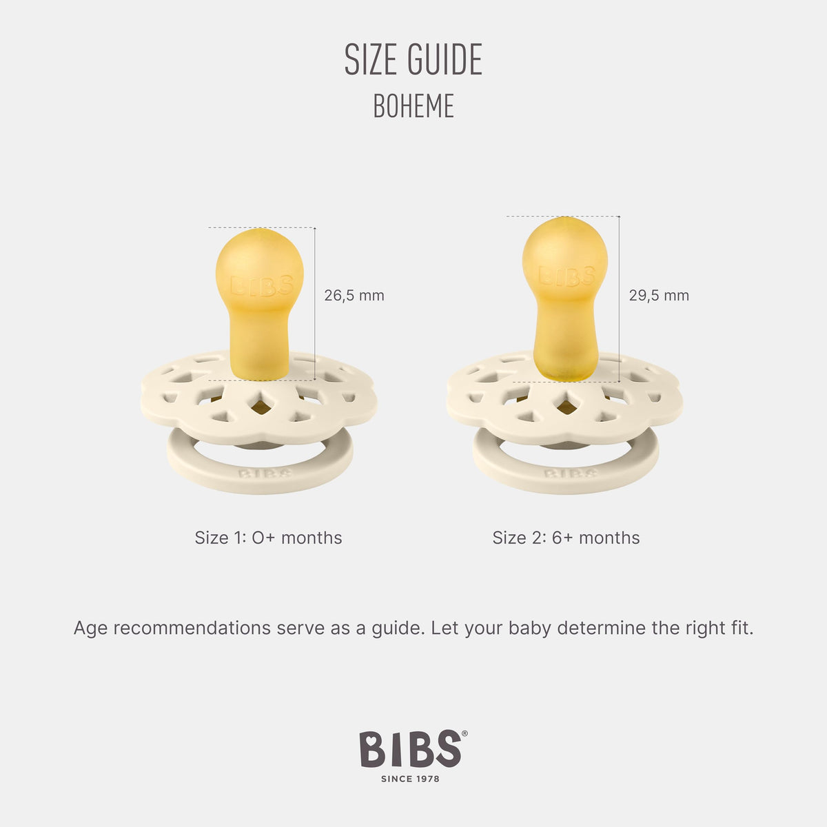 BIBS Pacifiers - Boheme Collection | BPA-Free Baby Pacifier | Made in Denmark | Set of 2 Blossom/Dusky Lilac Color Premium Soothers | Size 0-6 Months