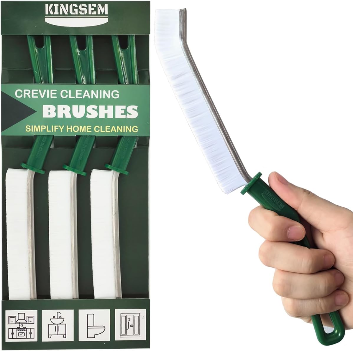 New Crevice Cleaning Brush, Hard-Bristled Washing Brush, Corner Edge Cleaning Brush, Multifunctional Gap Brushes for Kitchen countertop Surfaces, Windows Groove, Tiles & Faucets - 3PCS