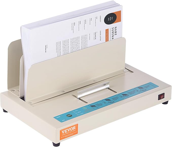 VEVOR Thermal Binding Machine, 500 Sheets Capacity Book Binding Machine, Thermal Book Binder 50mm Binding Thickness A3(Short Edge)/A4/A5 Document, with Infrared Optical Detection