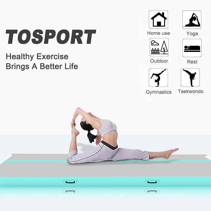 Inflatable Air Gymnastics Track 10ft Training Mats 4 inches Thickness Gymnastics Tracks for Home Use/Cheerleading/Yoga/Water With A Pump