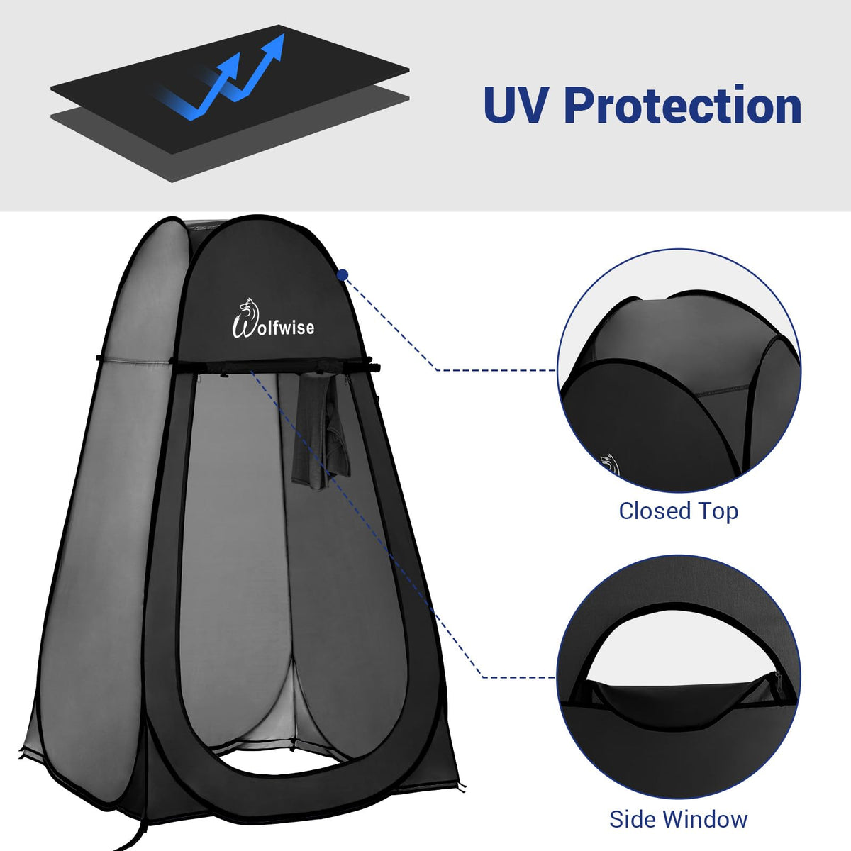 Wolfwise Pop Up Changing Tent for Beach, Camping Portable Shower Tents, Outdoor Privacy Bathroom, Change Dressing Clothes Porta Potty Tent Pop Up Instant for Camp, Toilet, Black
