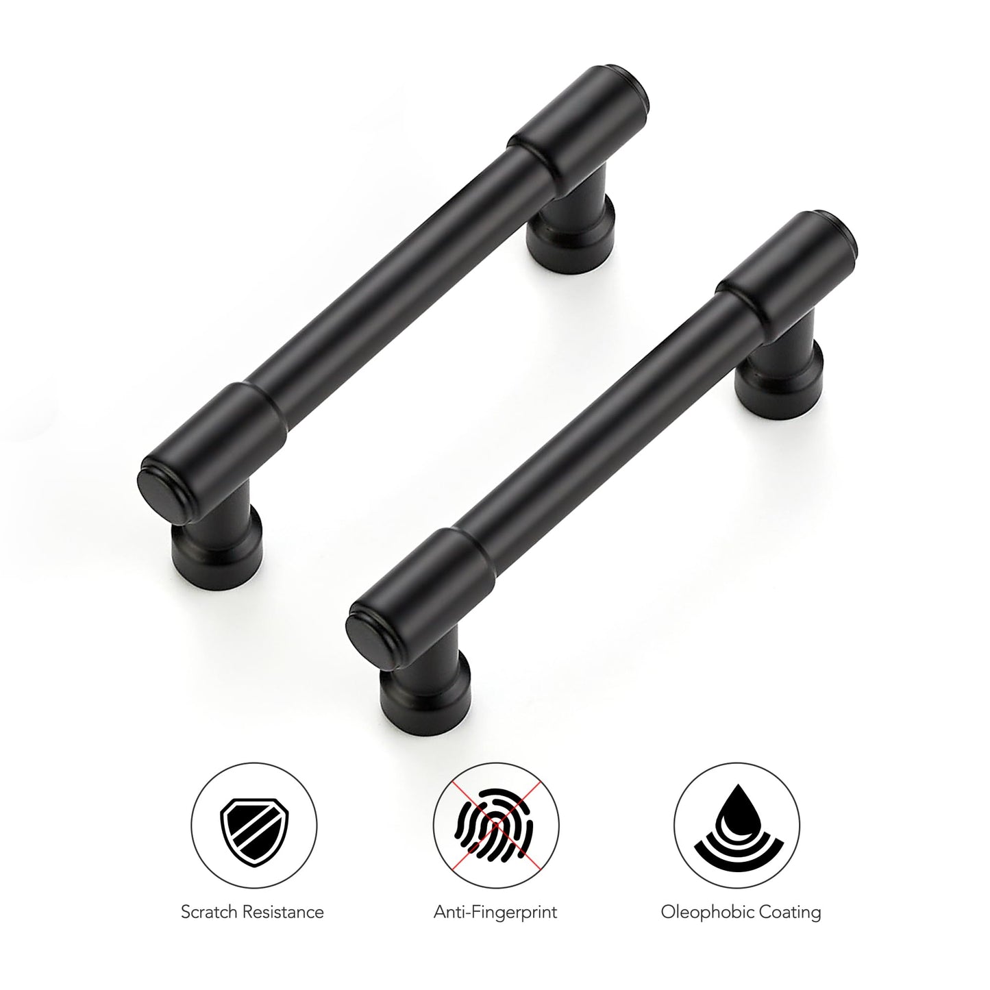Ravinte 5 Pack 3 Inch Hole Center Solid Kitchen Cabinet Handles Matte Black Dresser Pulls Cabinet Drawer Pulls for Kitchen Cupboard Hardware