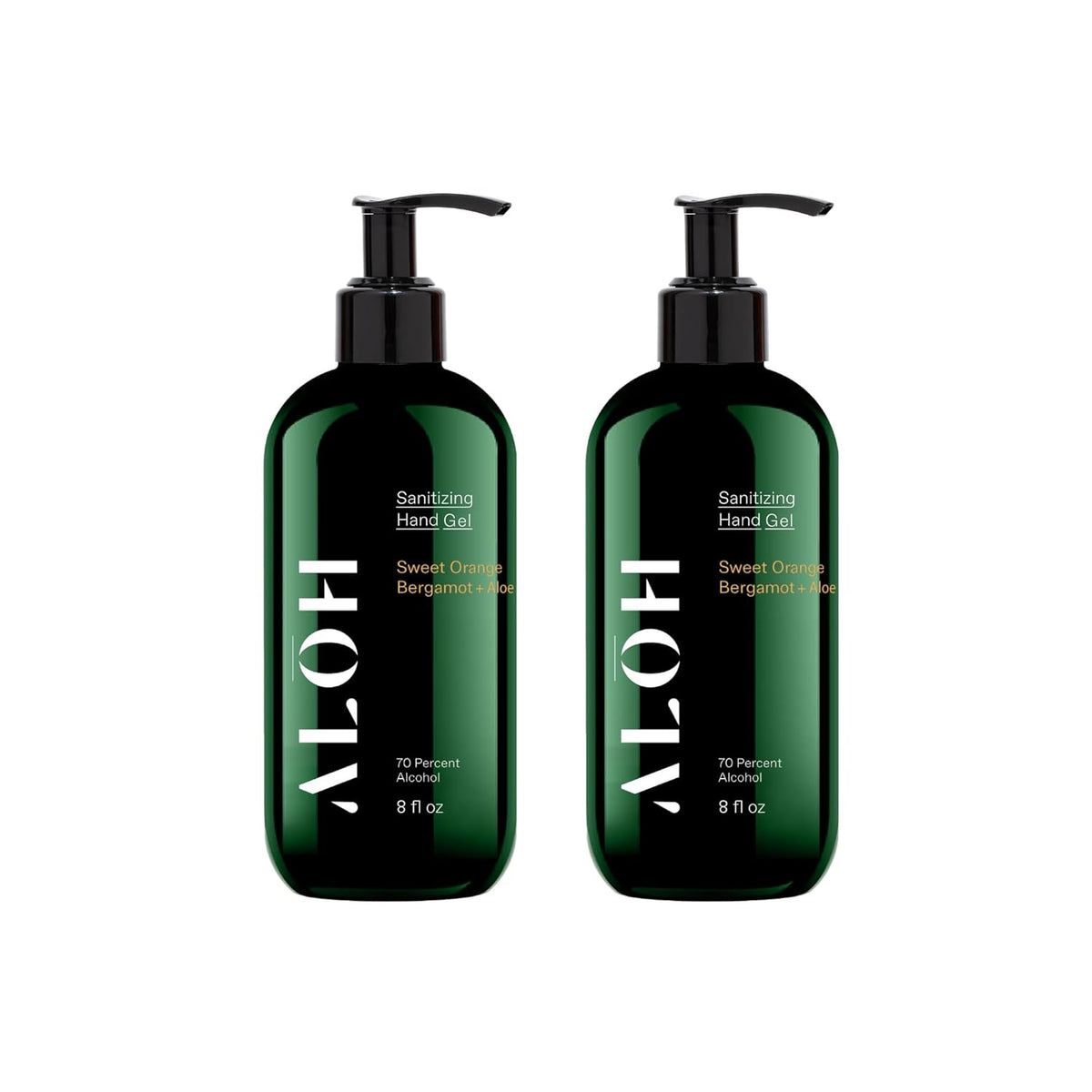 ALÅH Sanitizing Hand Gel 2-pack | Sweet Orange Bergamot + Aloe | 70% Alcohol Hydrating Hand Sanitizer Gel with Essential Oil, for Kids & Adults | 8oz Bottle (Set of 2)