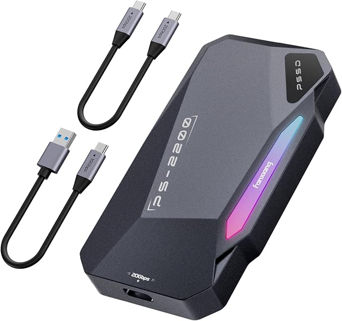 1TB Magnetic Portable SSD,2050MB/s Type-C USB 3.2 Gen 2x2 External SSD,4K ProRes Record and Store,Aluminum alloy,RGB Touch Lighting,External Solid State Drives for iPhone15/16/Android/PC/Mac -PS2200