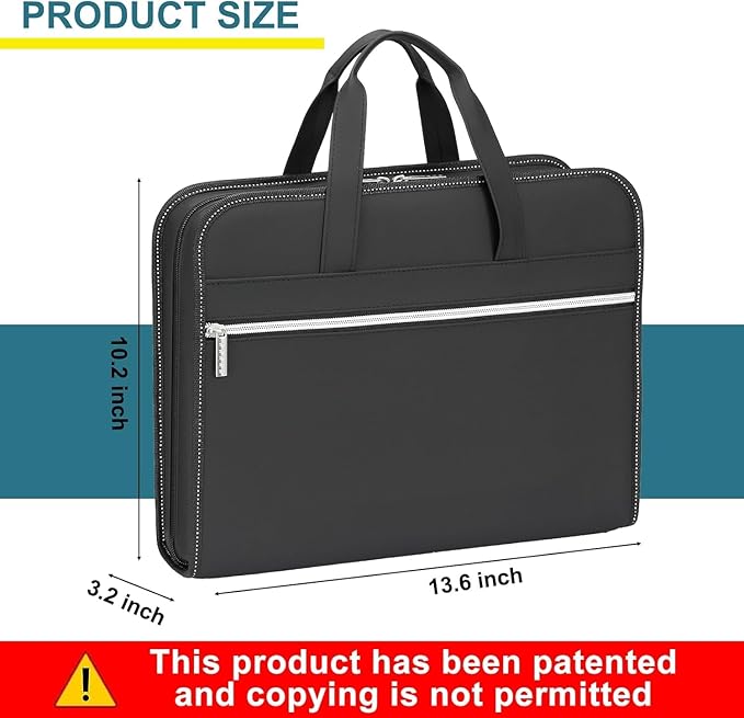 SEEKIND PU Leather Accordion File Organizer with Handle & Strap,12 Pockets Expanding File Folder with Zipper & Labels,Portable Document Organizer File for Letter A4 Files