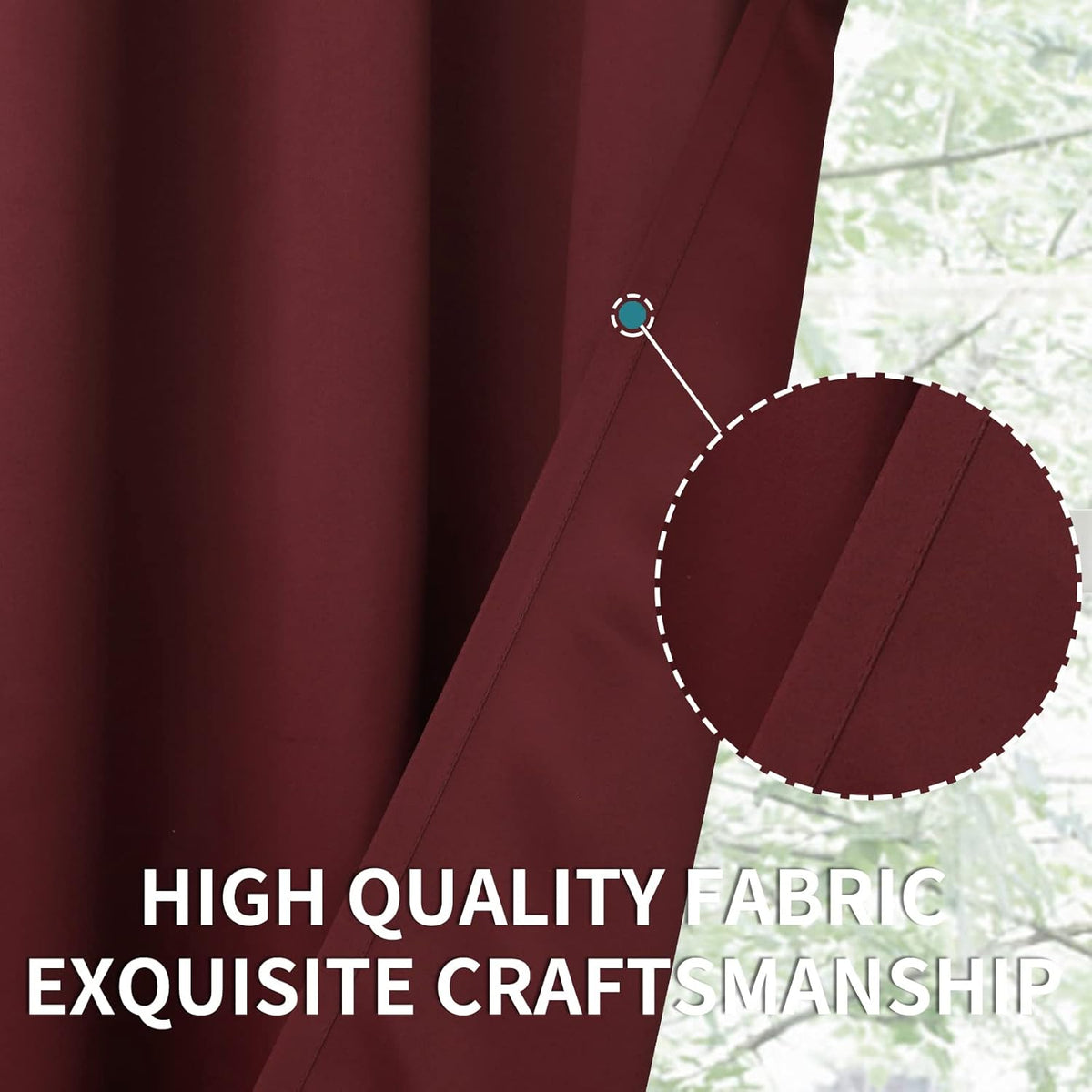 BGment Burgundy Blackout Curtains for Kitchen Cafe Window - Short Window Drapes Thermal Insulated Privacy Blinds for Rv Bathroom, 34 x 45 Inch, 2 Panels