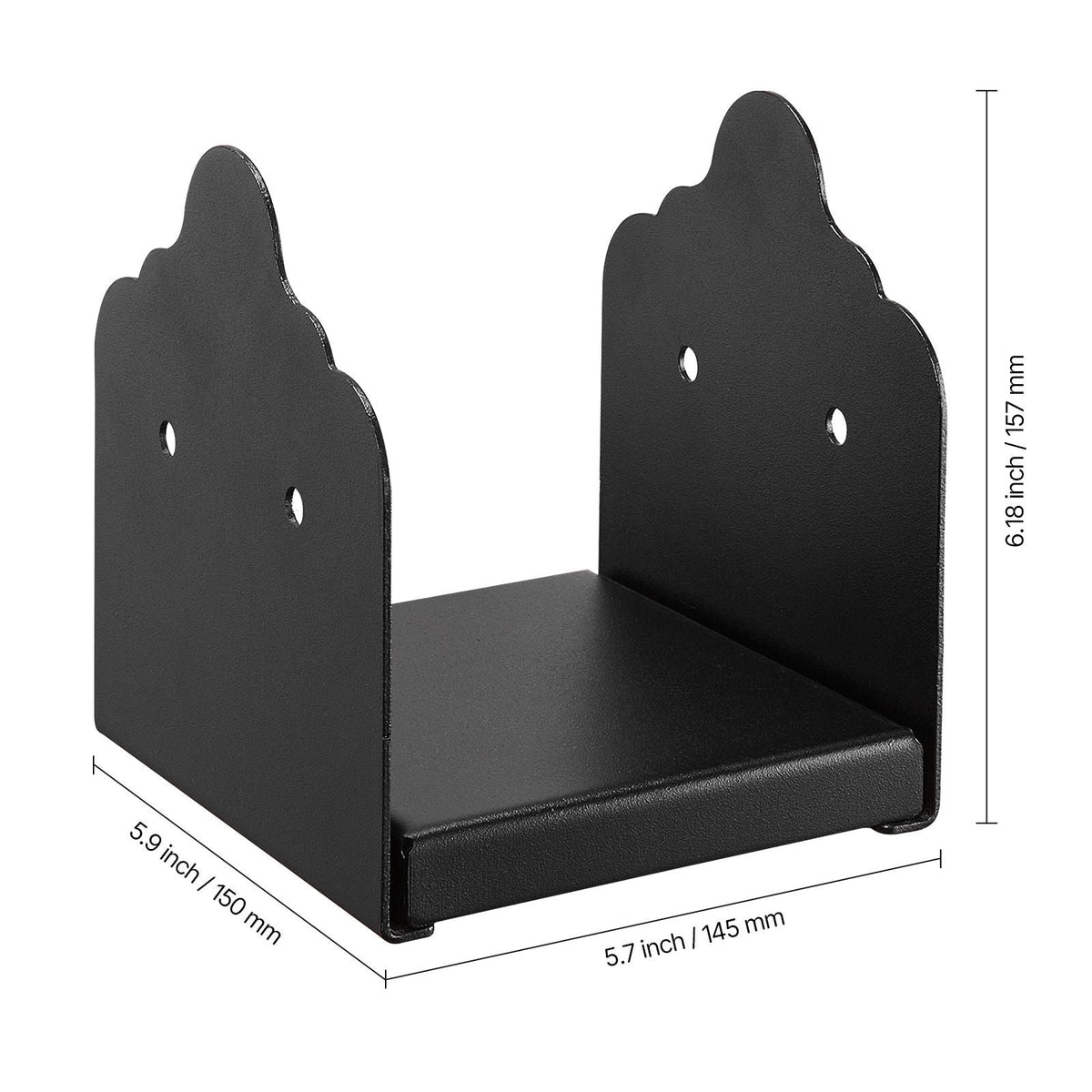 6x6 Post Base 2 Pcs, Inner Size 5.9x5.55 inch / 150x141 mm Post Brackets, Heavy Duty Carbon Steel Decking Posts, Wood Posts Brackets for Pavilion Deck Railing Support Deck Base Plate, Black