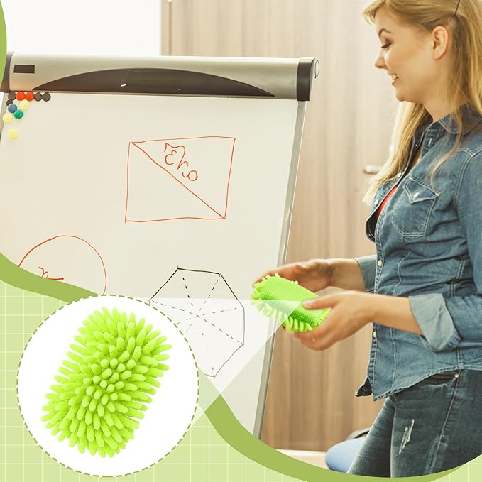 Zonon 4 Pieces Dry Erase Eraser Microfiber Shag Washable Whiteboard Eraser for Markers, Chalk, Classroom, Home and Office(Pink,Green,Yellow,Gray)