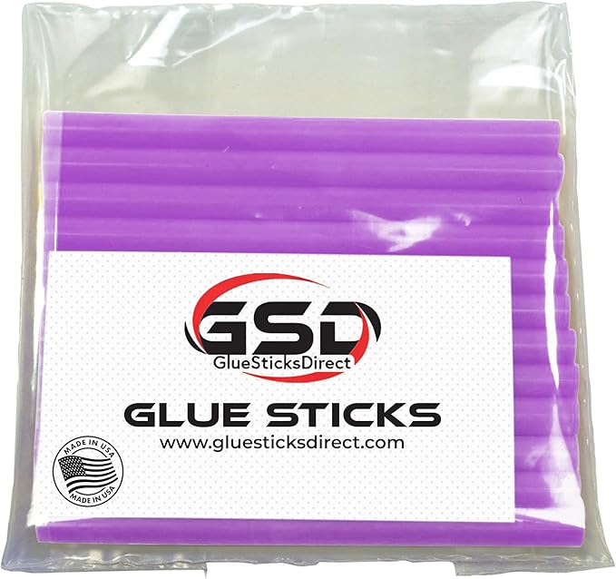 Mini Size Hot Melt Glue Sticks for Glue Gun - Bulk 4in Translucent Purple Glue Sticks - Great for Art Craft Repairs & Compatible w/Most Glue Guns - 5/16" X 4" (24 Sticks) - USA Made