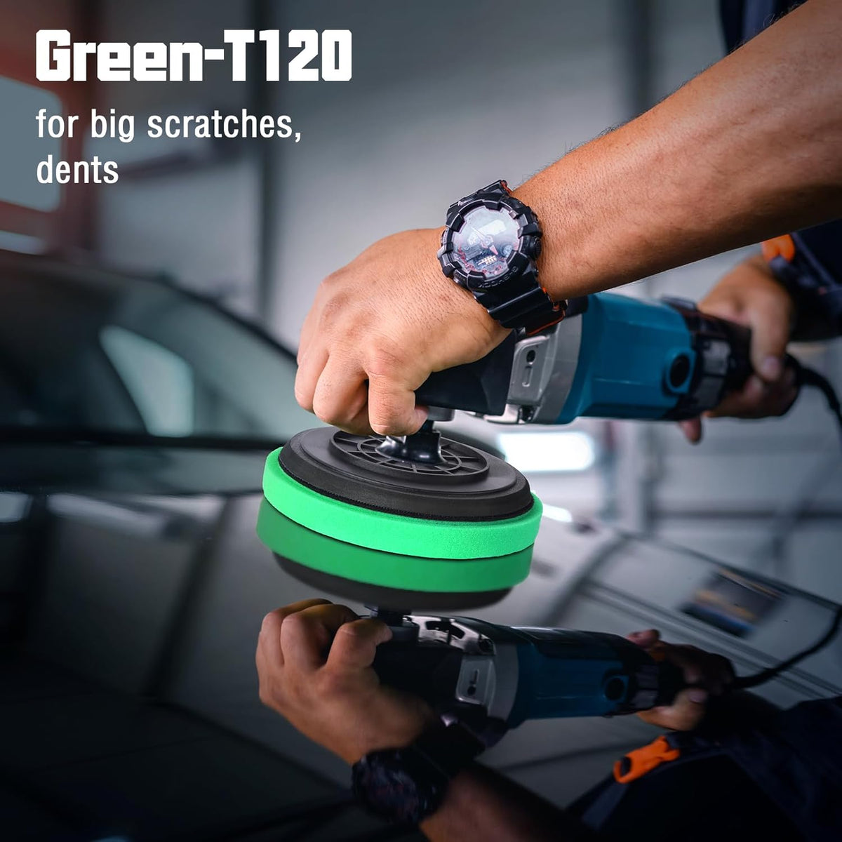 6 Inch Polishing Pad - High-Density Buffing Sponge Pads - 3Pcs Green Heavy Polish Pad - 6.5 Inch Face for 6 Inch 150mm Backing Plate - for Car Buffer Polisher Compounding, Polishing & Waxing