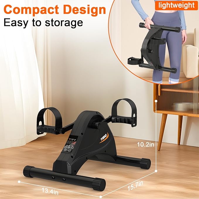 TODO Motorized Pedal Exerciser Mini Exercise Bikes, Under Desk Bike Peddler Exerciser for Seniors Rehab and Arm Leg Physical Therapy