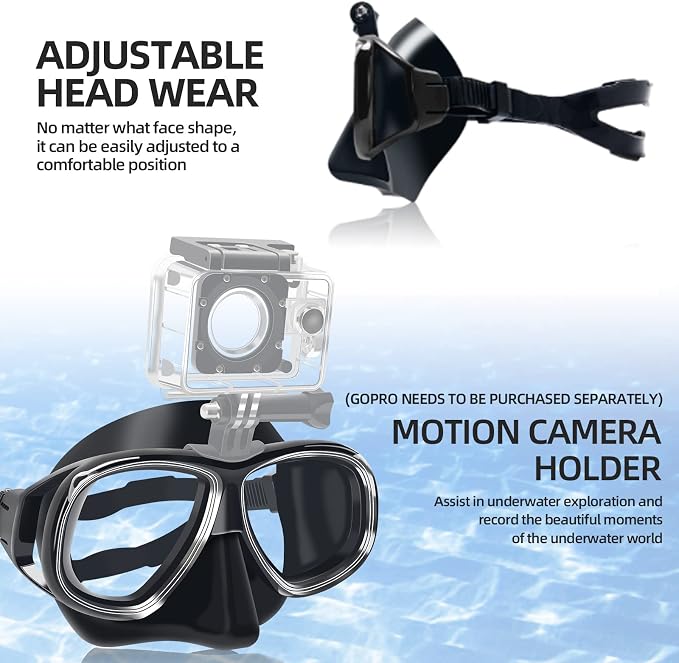 Snorkeling Gear for Adults Youth, Nearsighted Anti-Fog Diving Mask & Silicone Dry Snorkel for Scuba Diving Spearfishing Freediving