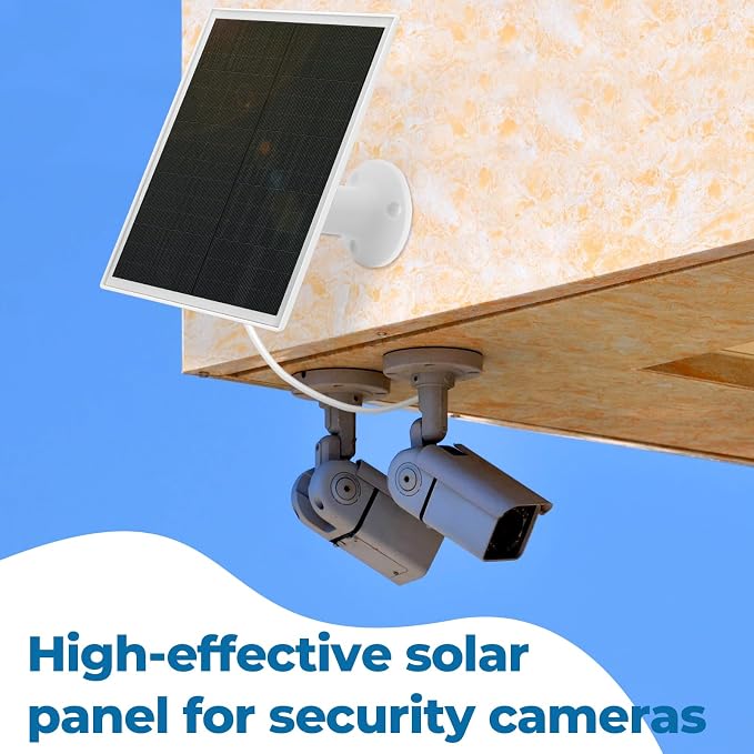 Kanayu 4 Pack Solar Panel for Security Camera Charger Compatible with Rechargeable Battery Camera 5v 6w USB Solar Panel with USB C Port Ip66 Waterproof 9.8ft Cable 360° Adjustable Mount