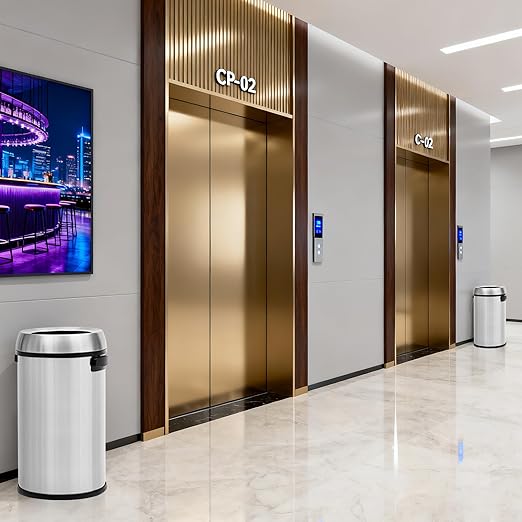 Garvee 17 Gallon/65 Liter Trash Can, Fingerprint-Proof Stainless Steel Open Top Garbage Can, Heavy Duty Commercial Round Trash Bin for Restaurant, Home, Office, Silver