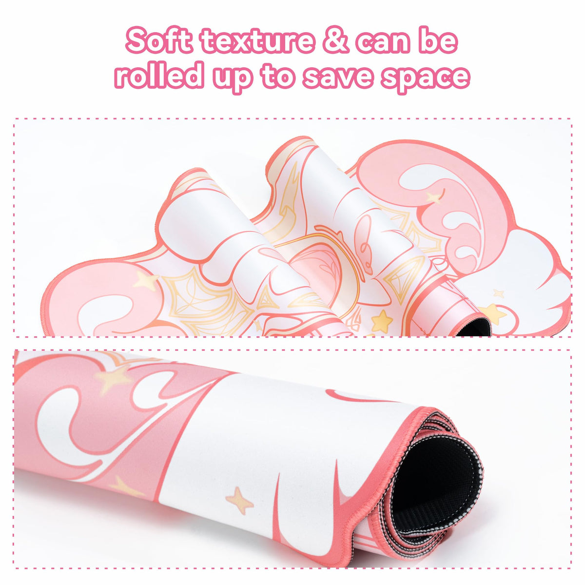 GeekShare Kawaii Mouse Pad Wrist Rest Support Set - Non-Slip Rubber Base Desk Mat and Memory Foam Wrist Rest for Keyboard and Mouse,Perfect for Gaming,or Home Office Work - Star Wings Series