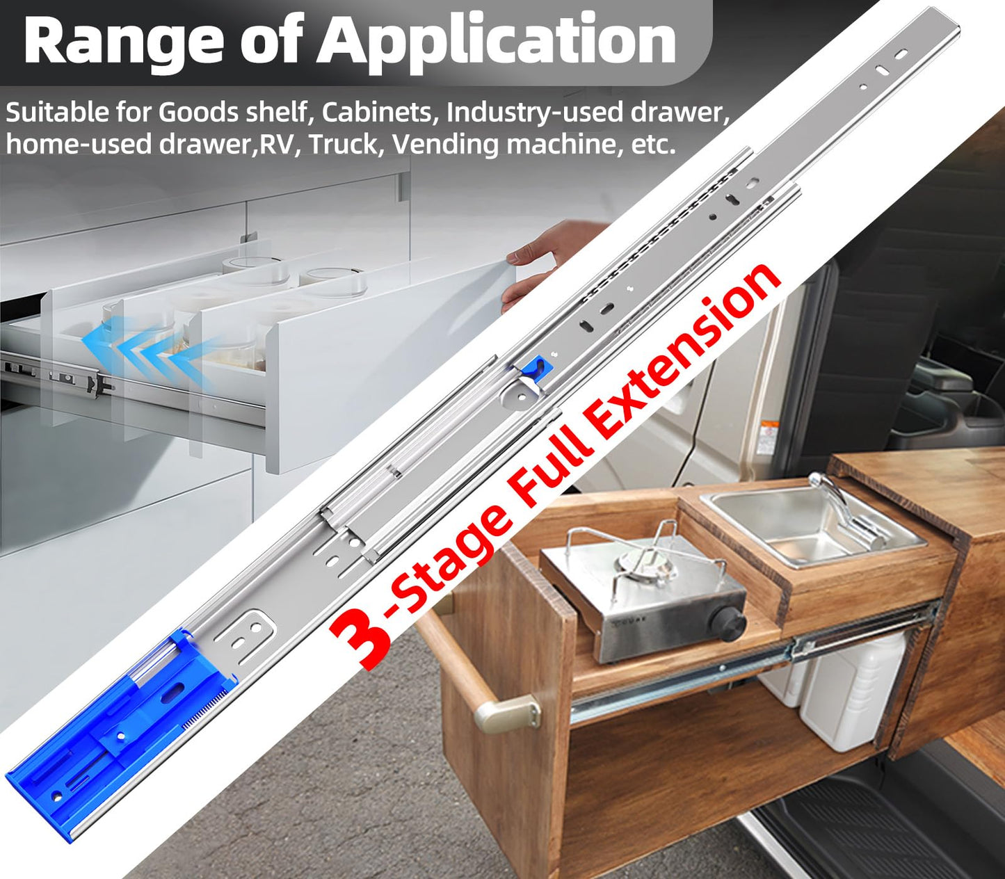 TP-LAIE 16 Inch 200lbs Soft Close Heavy Duty Drawer Slides, Side Mount Rails Full Extension Ball Bearing Cabinet Tool Box Runners Tracks Glides (1 Pair, with M4 Screws)