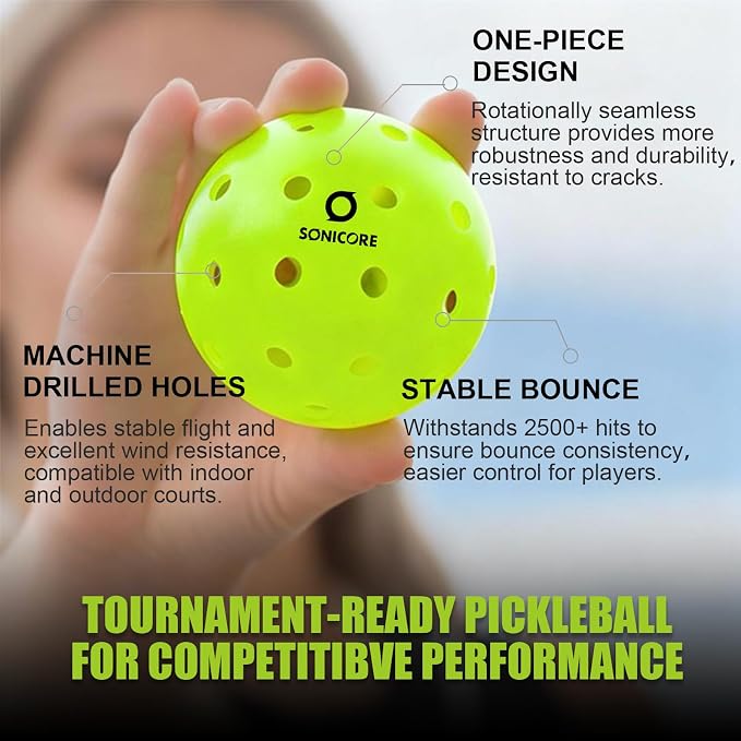 SONICORE Pickleball Paddle Set Bundle, T700 Carbon Fiber 16mm Core, 1 Paddle, Cover, Wristbands, Grip Tape, Eraser, 4 Premium Balls | Turbo Red
