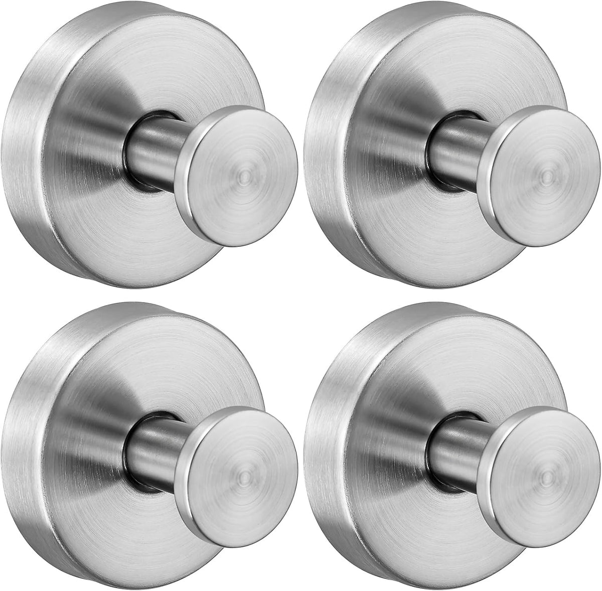 Reusable Heavy Duty Suction Cup Hooks for Kitchen/Bathroom/Shower - Wet-Proof Hooks for Towels, Robes, Loofah&Wreaths/No Drill Mounting on Glass, Tile, Metal (4, Brushed Nickel)